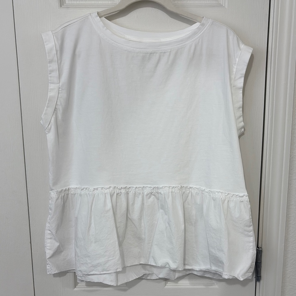 Wonderly White Boxy Ruffled Peplum Blouse